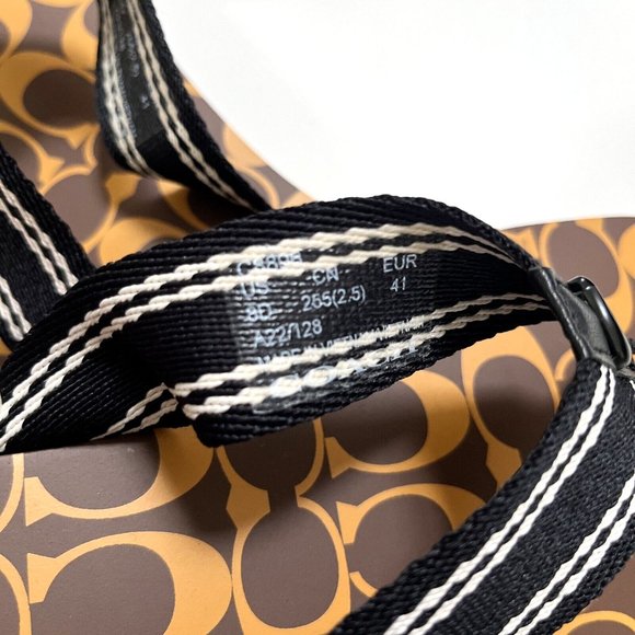 NWOB COACH Men Signature Flip Flop Sandals Brown C8896 Flats Rubber Pool - Picture 6 of 7